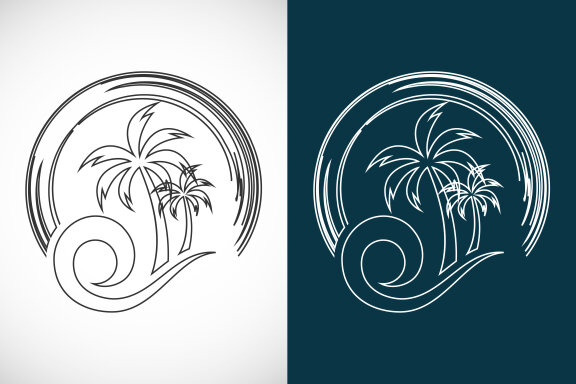 Beach line art logo