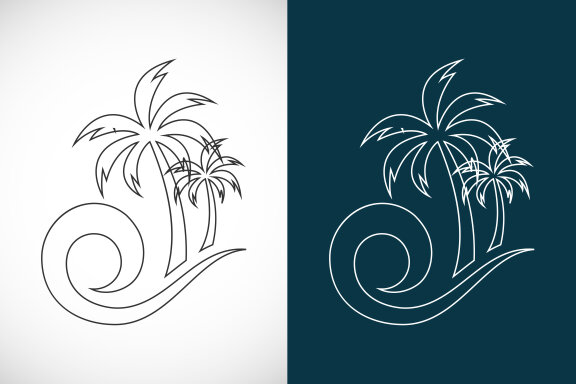 Beach line art logo