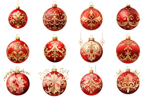 Watercolor Red Ornaments Clipart