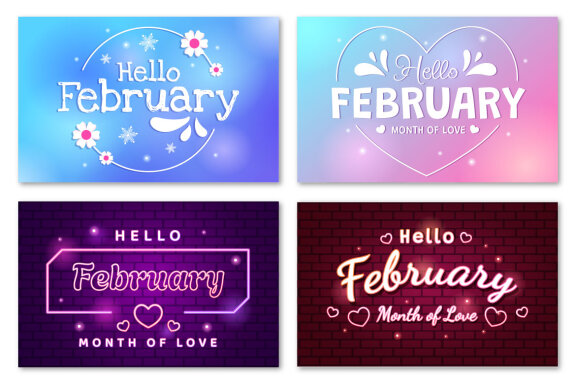 16 Hello February Month Illustration