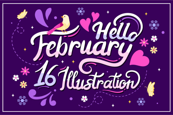 16 Hello February Month Illustration