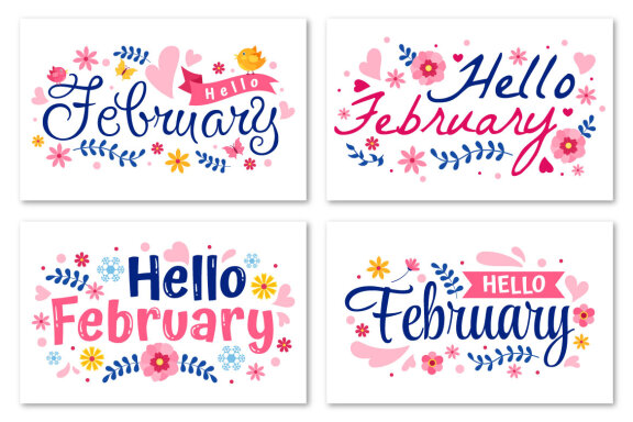 16 Hello February Month Illustration