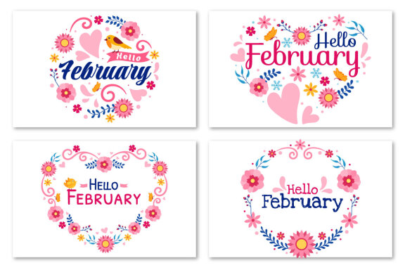 16 Hello February Month Illustration