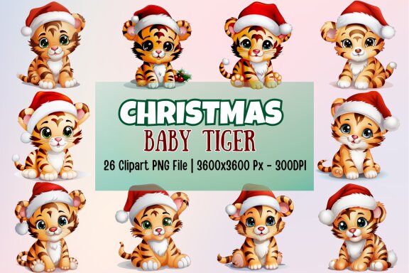 Christmas Baby Tiger Png Clipart