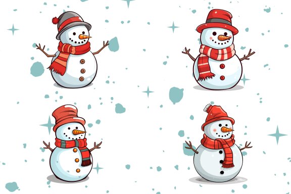  Watercolor Cute Snowman Clipart