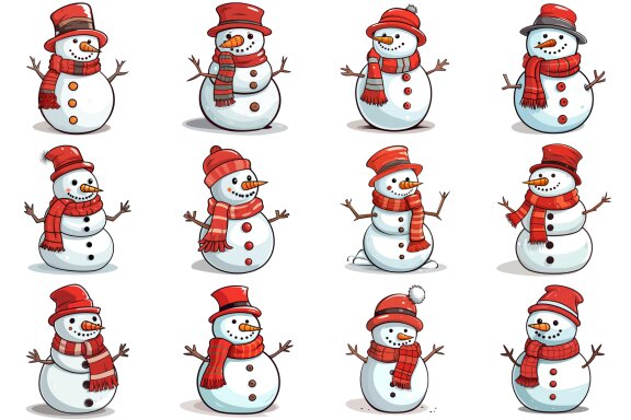  Watercolor Cute Snowman Clipart