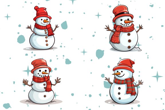  Watercolor Cute Snowman Clipart