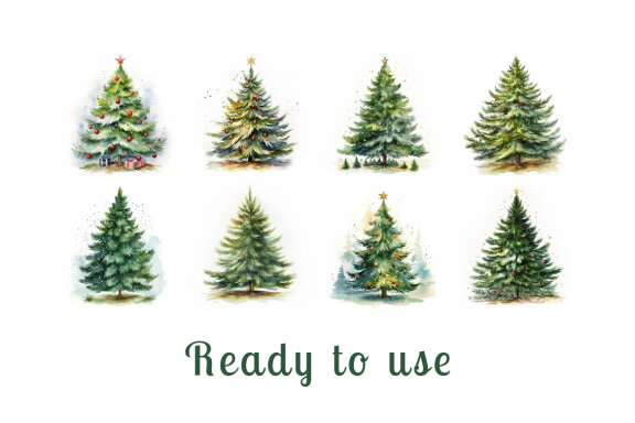 watercolor christmas tree collection vol. 1