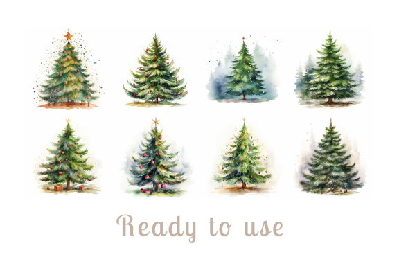 watercolor christmas tree collection vol. 2