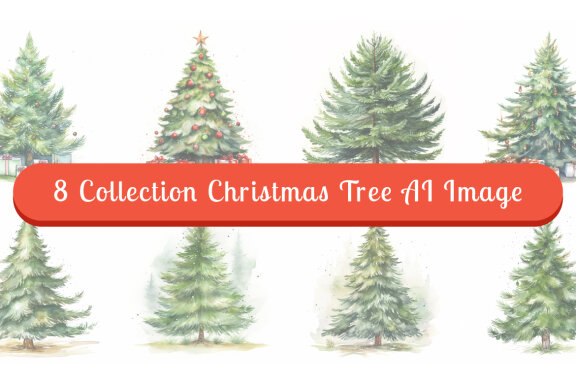 watercolor christmas tree collection vol. 3