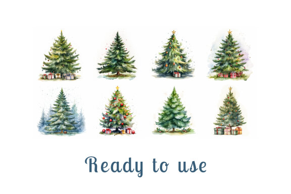 watercolor christmas tree collection vol. 4