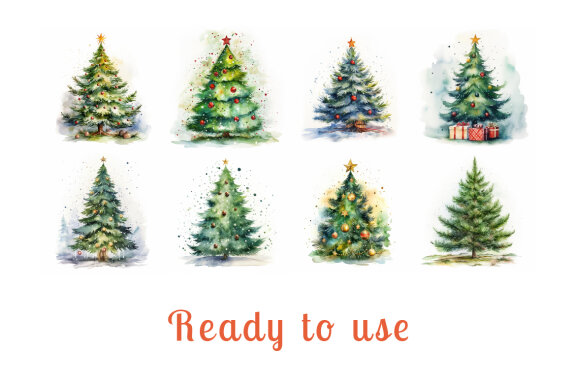 FREE watercolor christmas tree collection vol. 5