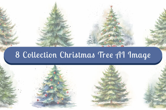watercolor christmas tree collection vol. 6