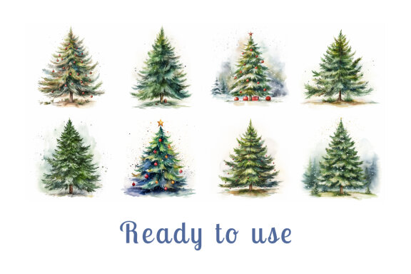 watercolor christmas tree collection vol. 6