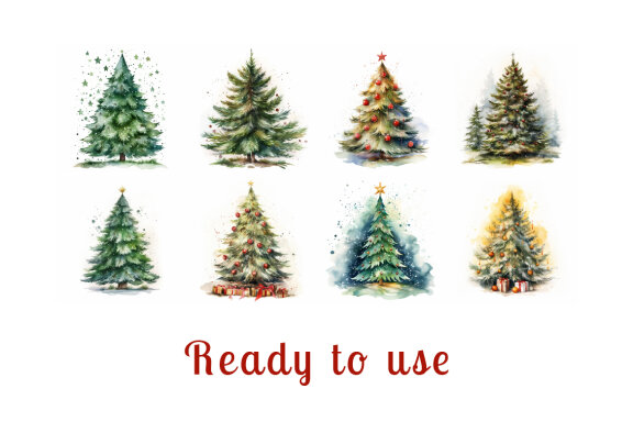 watercolor christmas tree collection vol. 7