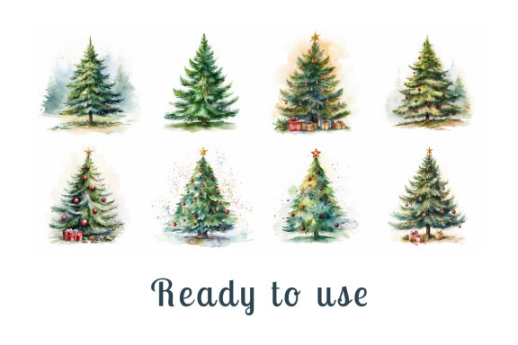watercolor christmas tree collection vol. 8