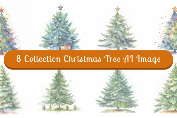 watercolor christmas tree collection vol. 9