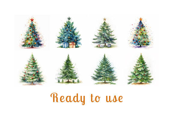 watercolor christmas tree collection vol. 9