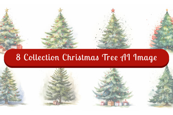 watercolor christmas tree collection vol. 10