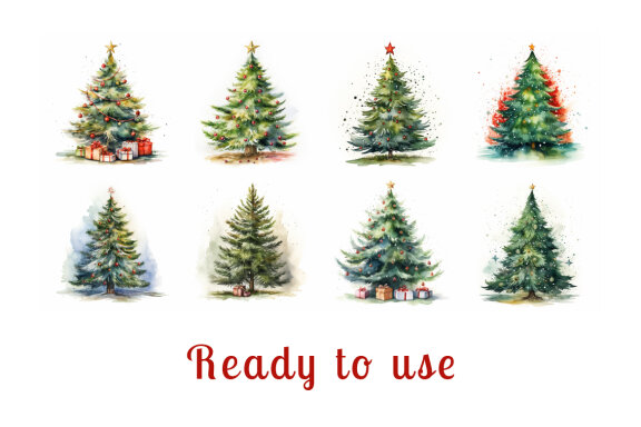 watercolor christmas tree collection vol. 10