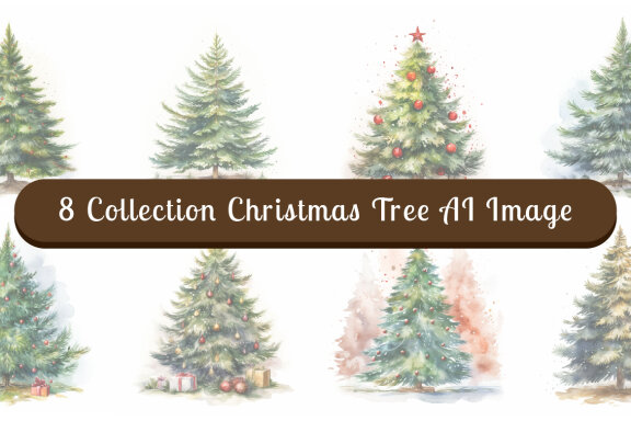 watercolor christmas tree collection vol. 11