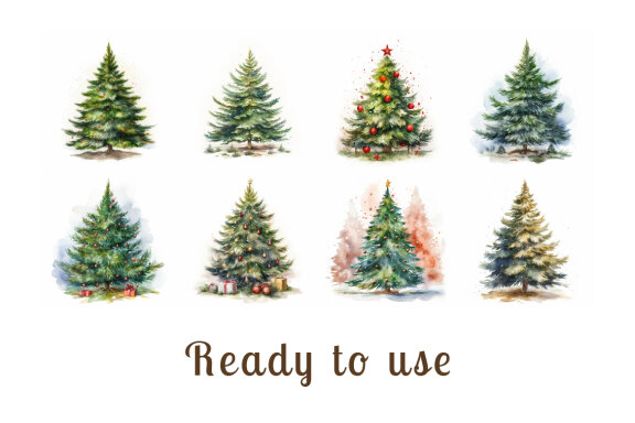 watercolor christmas tree collection vol. 11