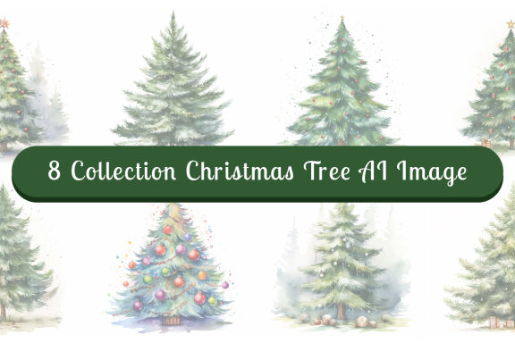 watercolor christmas tree collection vol. 12