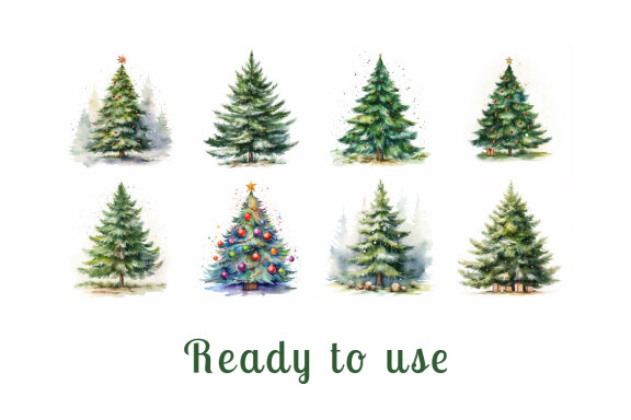 watercolor christmas tree collection vol. 12