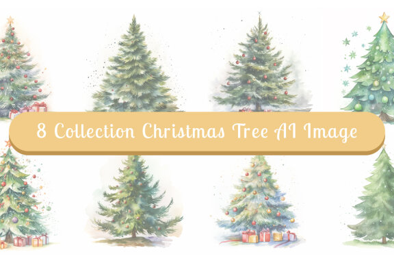 watercolor christmas tree collection vol. 13