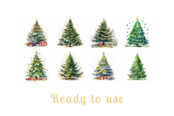 watercolor christmas tree collection vol. 13