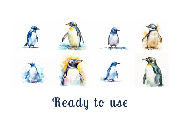 Free watercolor penguin collection vol. 1