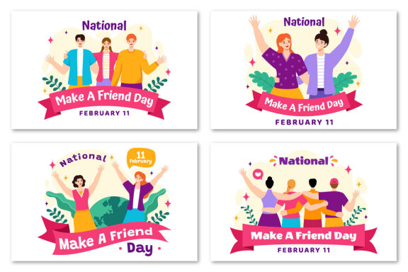 12 National Make a Friend Day Illustration