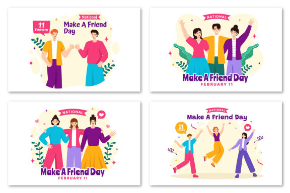 12 National Make a Friend Day Illustration