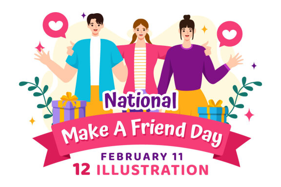 12 National Make a Friend Day Illustration