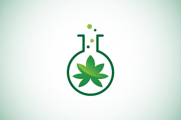 Chemical test tube with marijuana