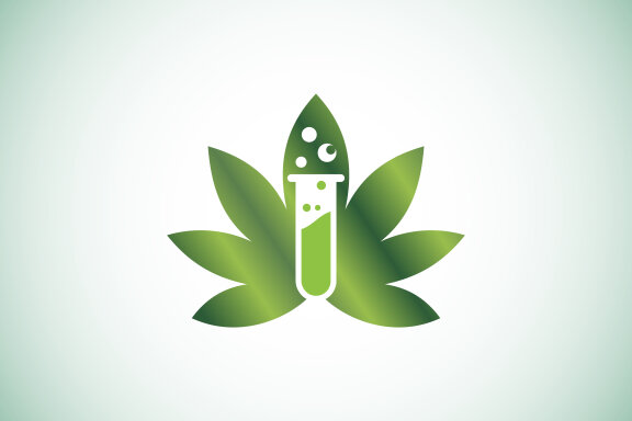 Chemical test tube with marijuana