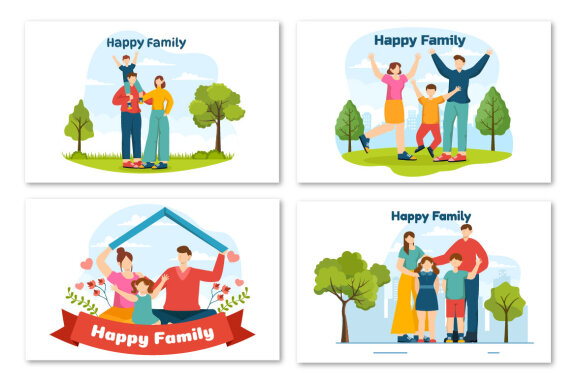 12 Happy Family Illustration