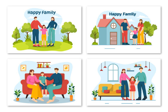 12 Happy Family Illustration