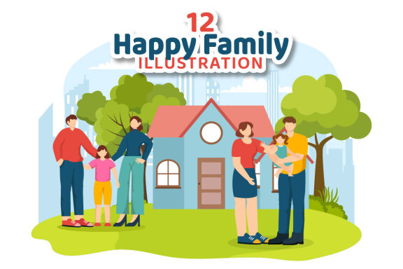 12 Happy Family Illustration