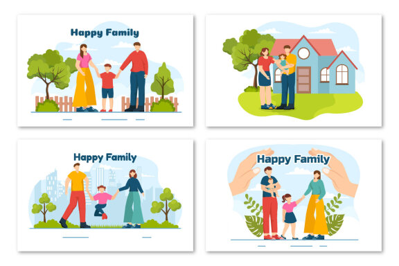 12 Happy Family Illustration