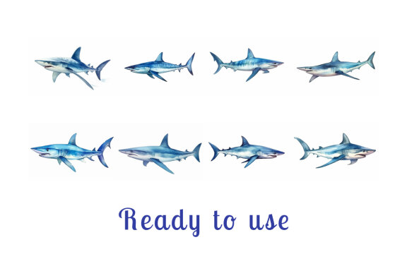 shark sea animal watercolor illustration collection vol. 2