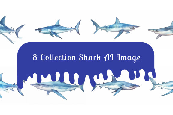 shark sea animal watercolor illustration collection vol. 2