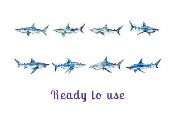 shark sea animal watercolor illustration collection vol. 3