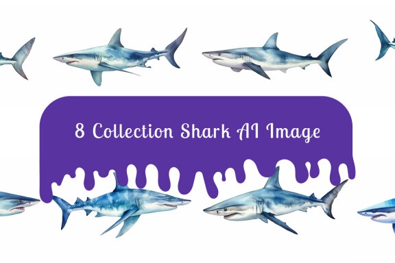 shark sea animal watercolor illustration collection vol. 3