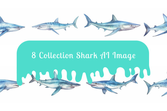 shark sea animal watercolor illustration collection vol. 4