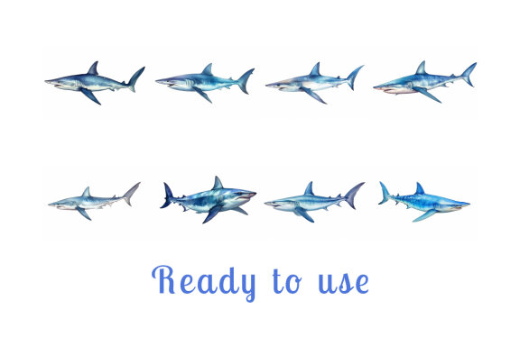 shark sea animal watercolor illustration collection vol. 5