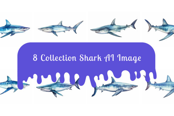 shark sea animal watercolor illustration collection vol. 6