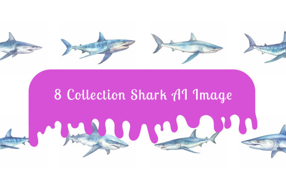 shark sea animal watercolor illustration collection vol. 7