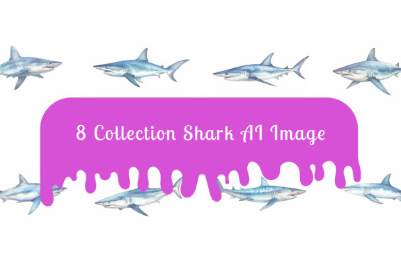 shark sea animal watercolor illustration collection vol. 8