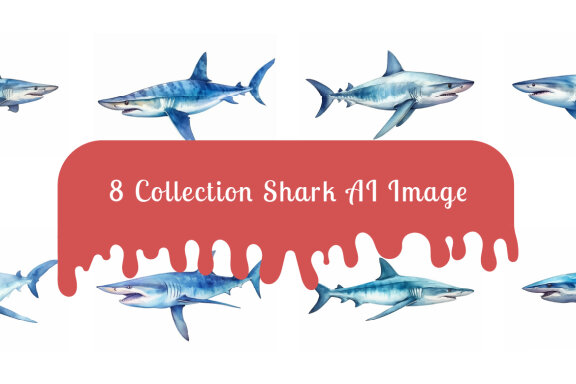 shark sea animal watercolor illustration collection vol. 9
